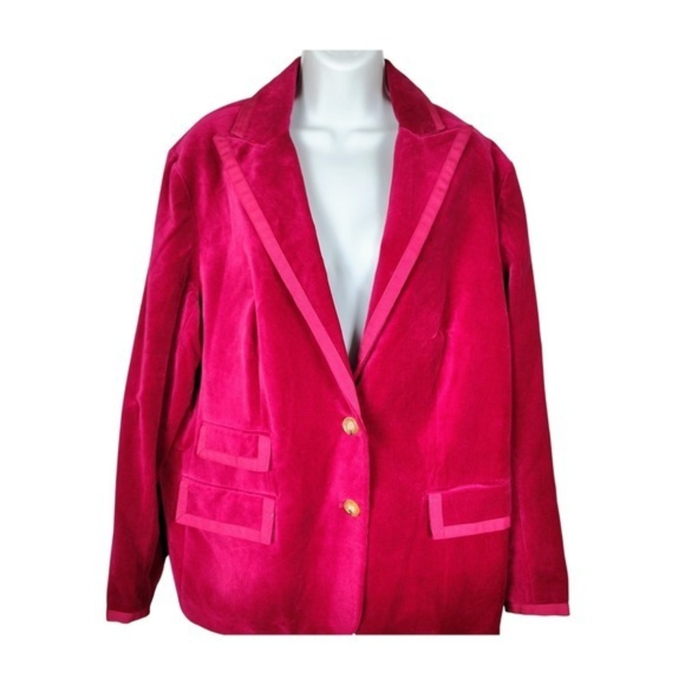 George ME Mark Eisen Cranberry Pink Velvet Blazer Jacket 18W preppy barbiecore